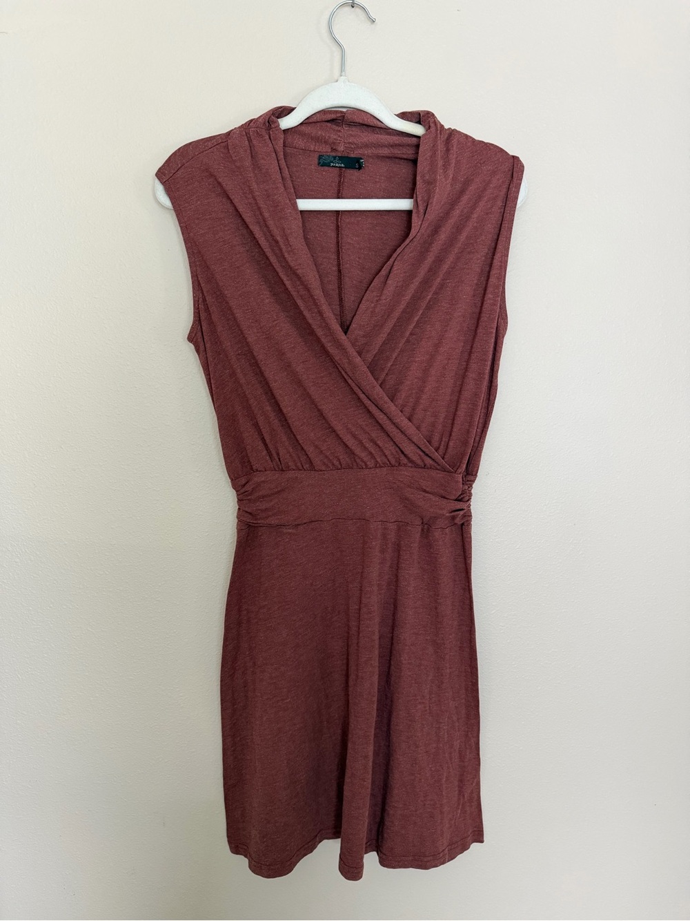 Prana Sleeveless Wrap Mini Dress in Deep Rust